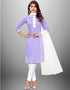 Trendy Traditional Party Wear Salwar Suit Lavender Cotton Pant Straight Front View